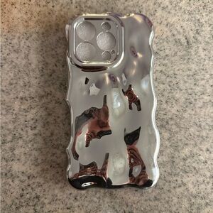 Silver Chrome Wavy Phone Case iPhone 16 Pro